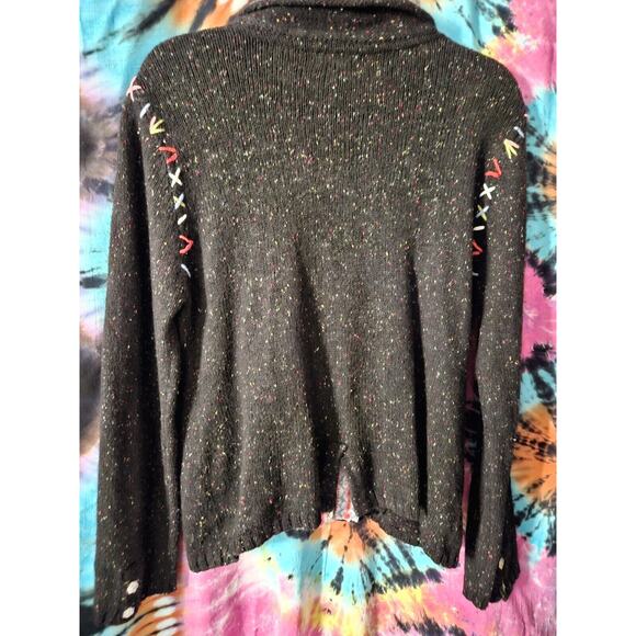 Christopher & Banks Black Confetti Button-Up Knit Sweater XL Stitch Ulgy Sweater - Picture 9 of 11